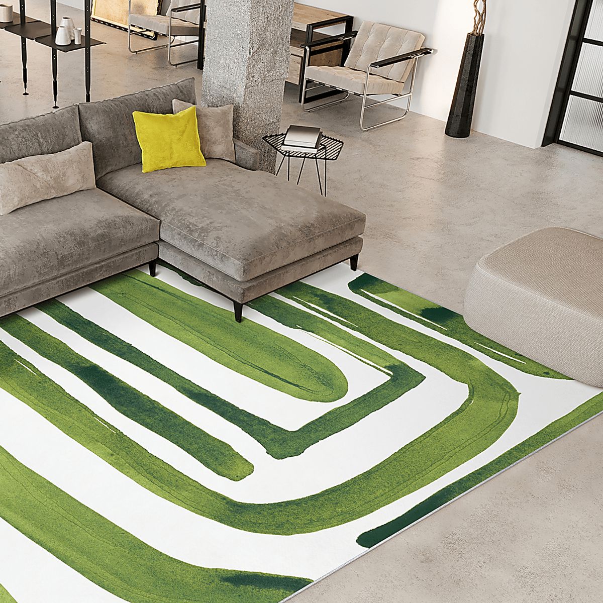 Pinerest Green,Off-White Beige,Green,White Rugs | Rooms to Go
