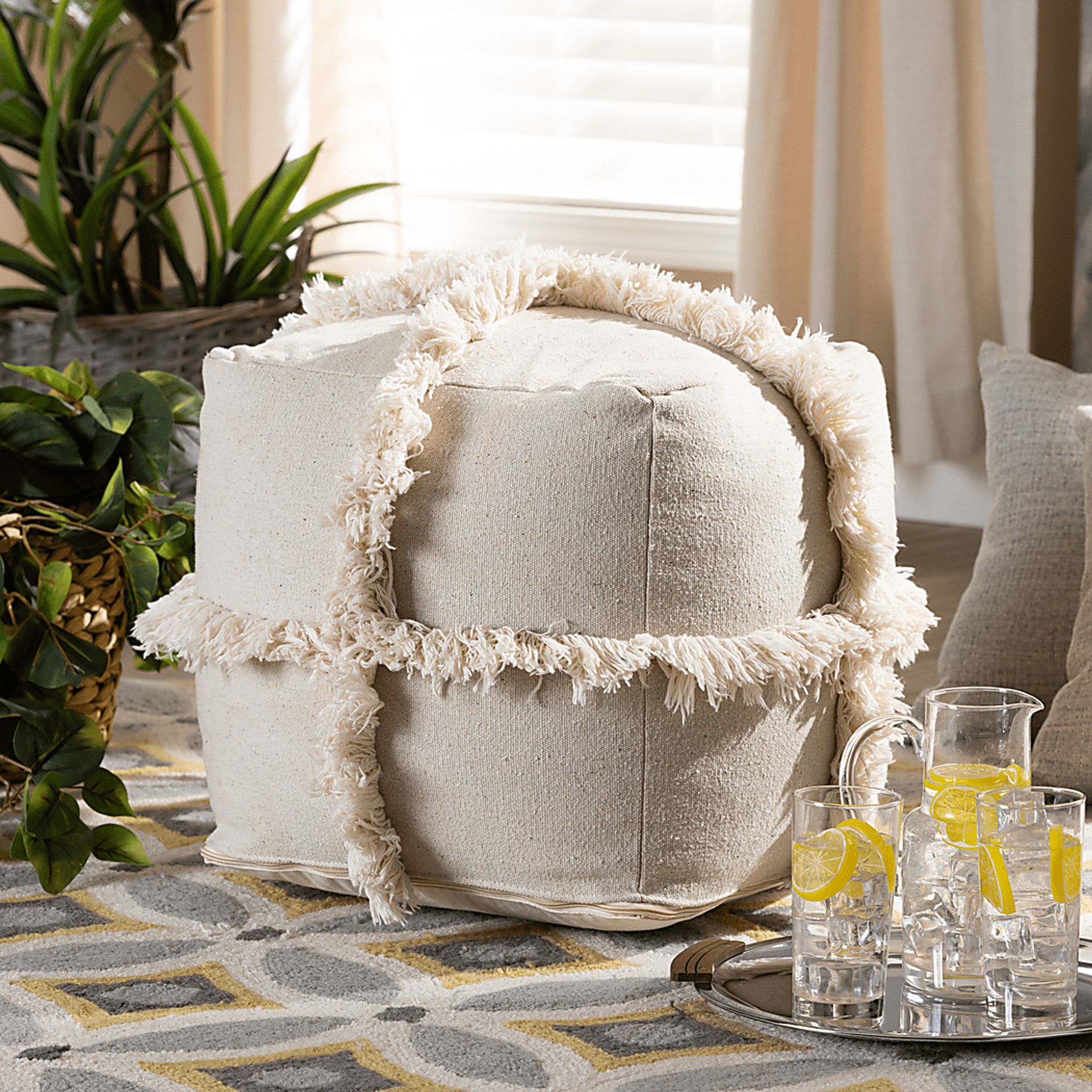 Pineview Court Beige Pouf - Image 4