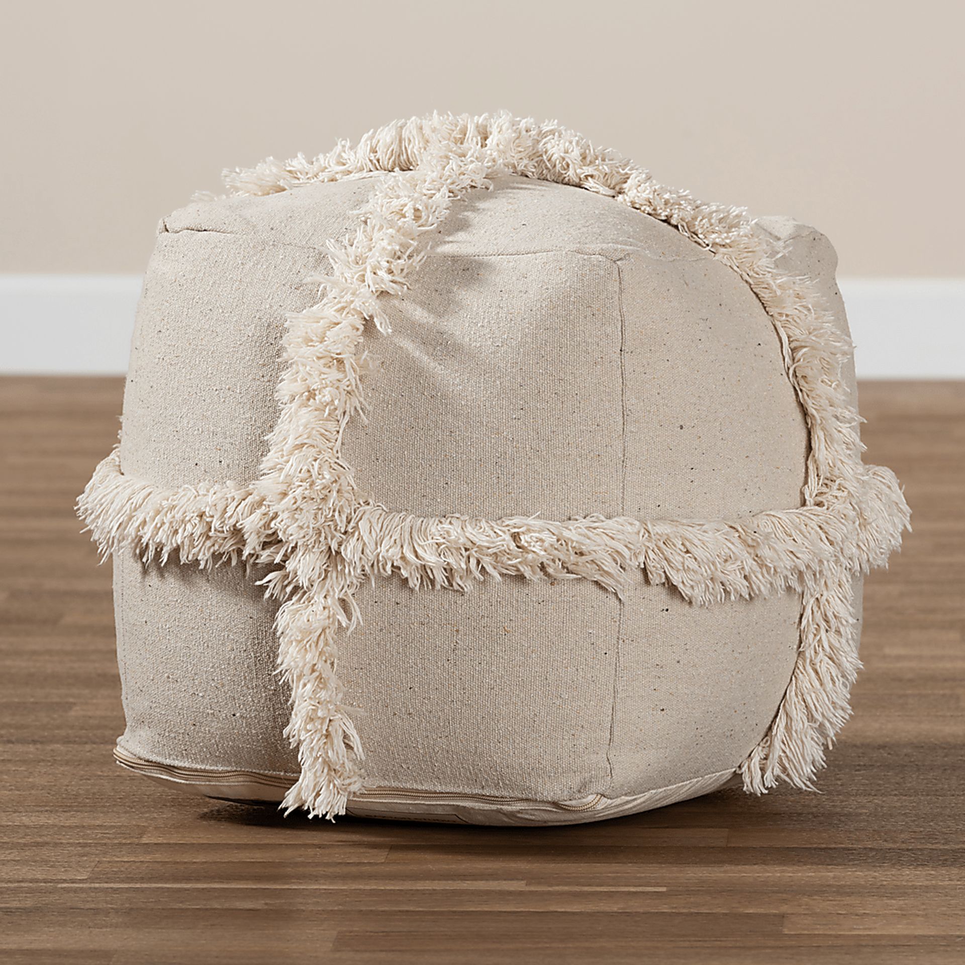 Pineview Court Beige Pouf - Image 5