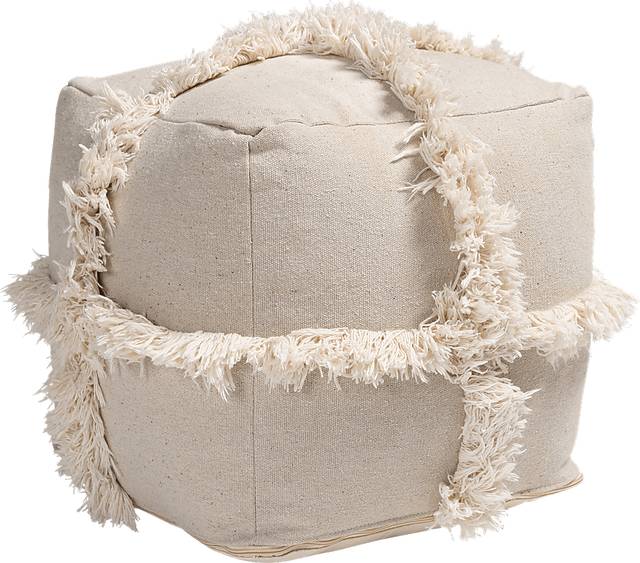 Pineview Court Beige Pouf - Thumbnail - Image 1
