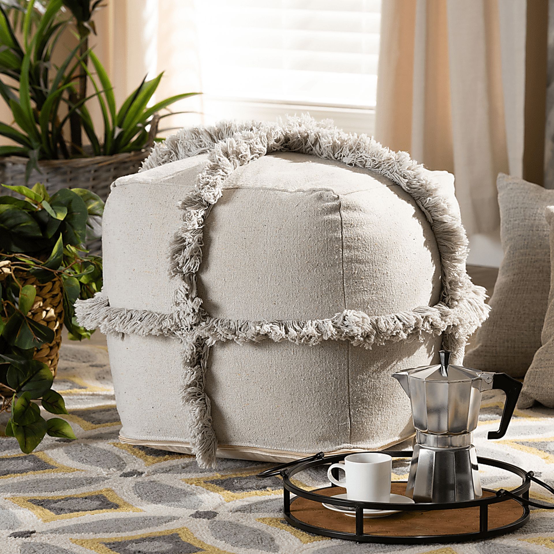 Pineview Court Gray Pouf - Image 4