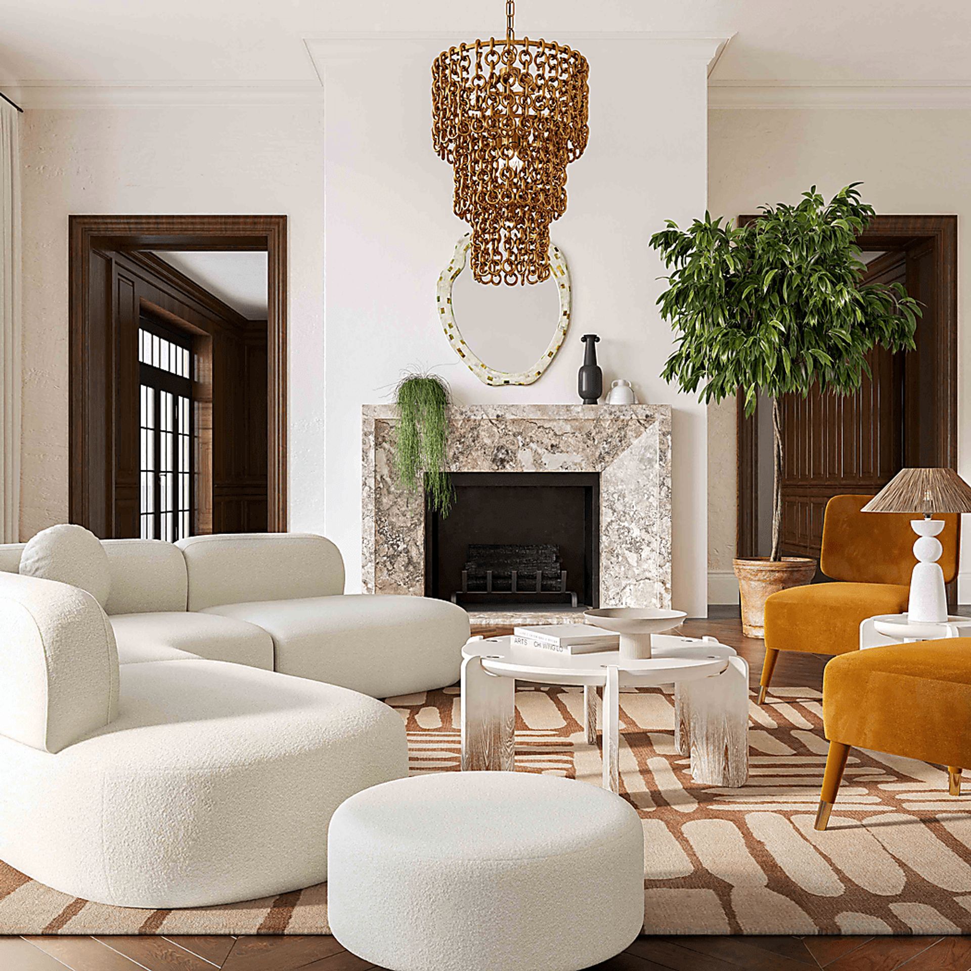 Pinionwood Cream Ottoman - Image 2
