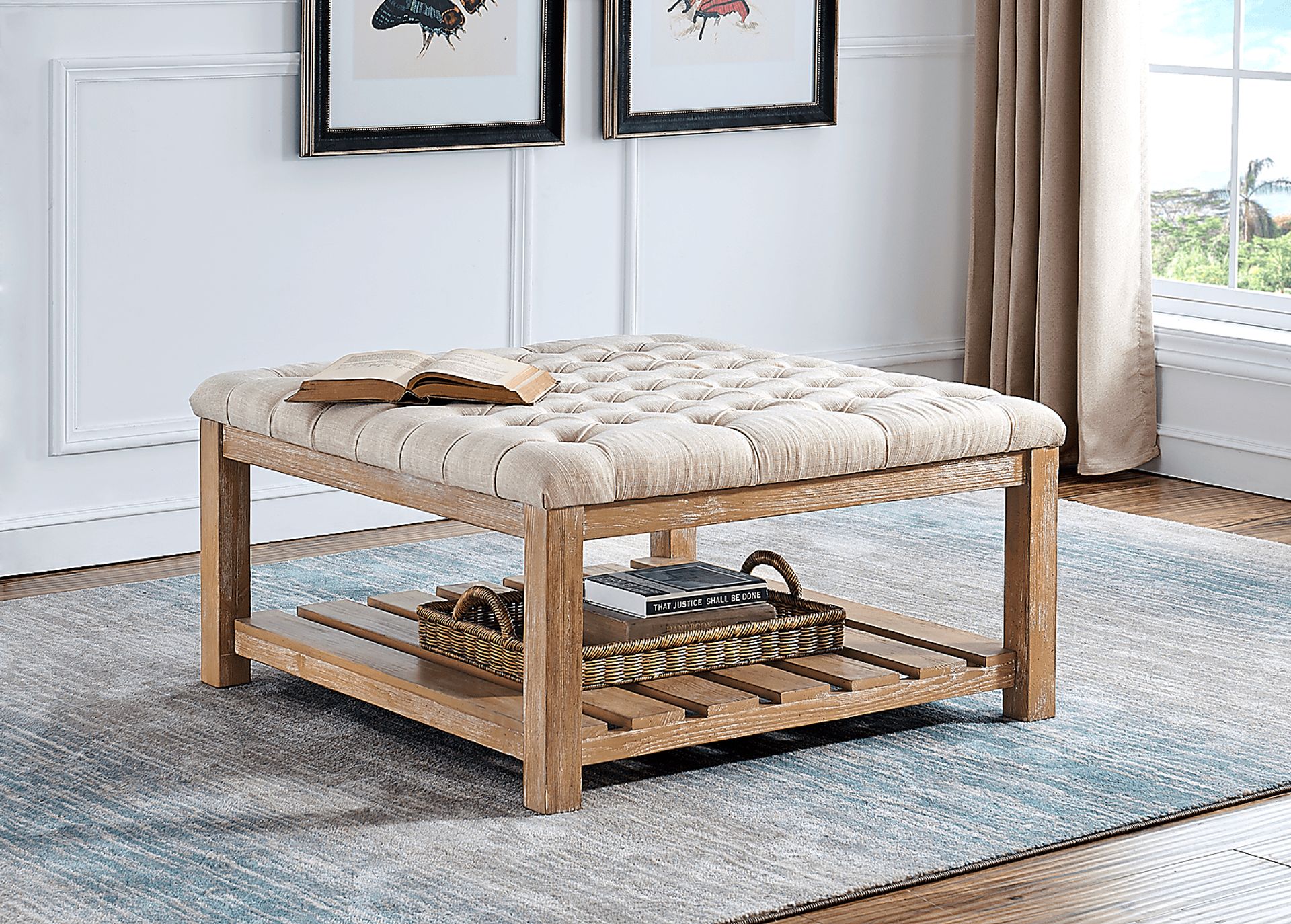 Pipestone Cream Cocktail Ottoman - Image 4