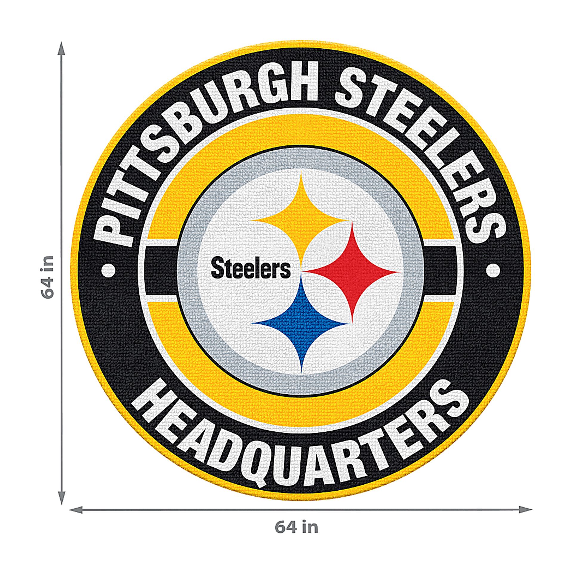 Pittsburgh Steelers Black 5' Round Headquarters Rug - Image 2