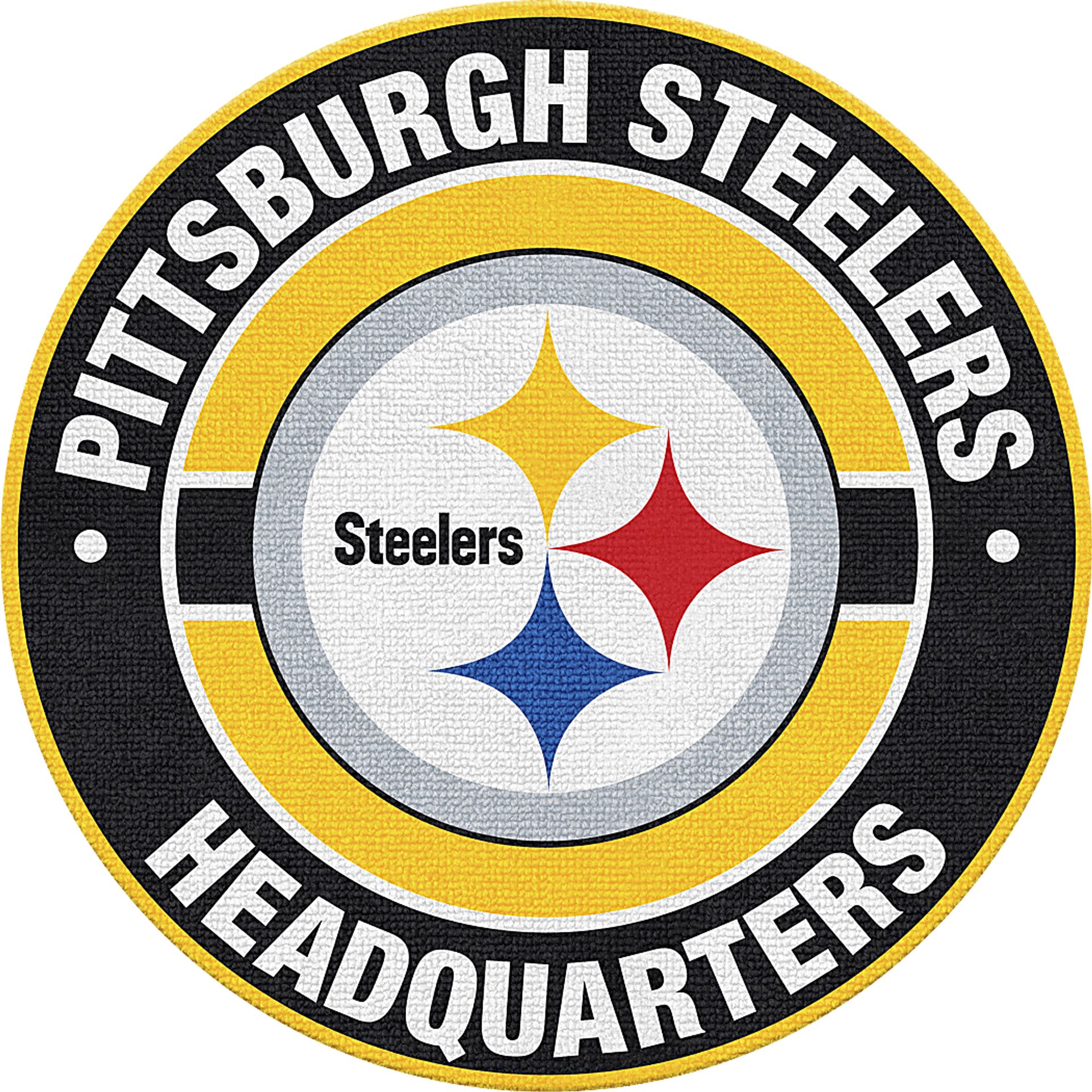 Pittsburgh Steelers Black 5' Round Headquarters Rug - Image 1