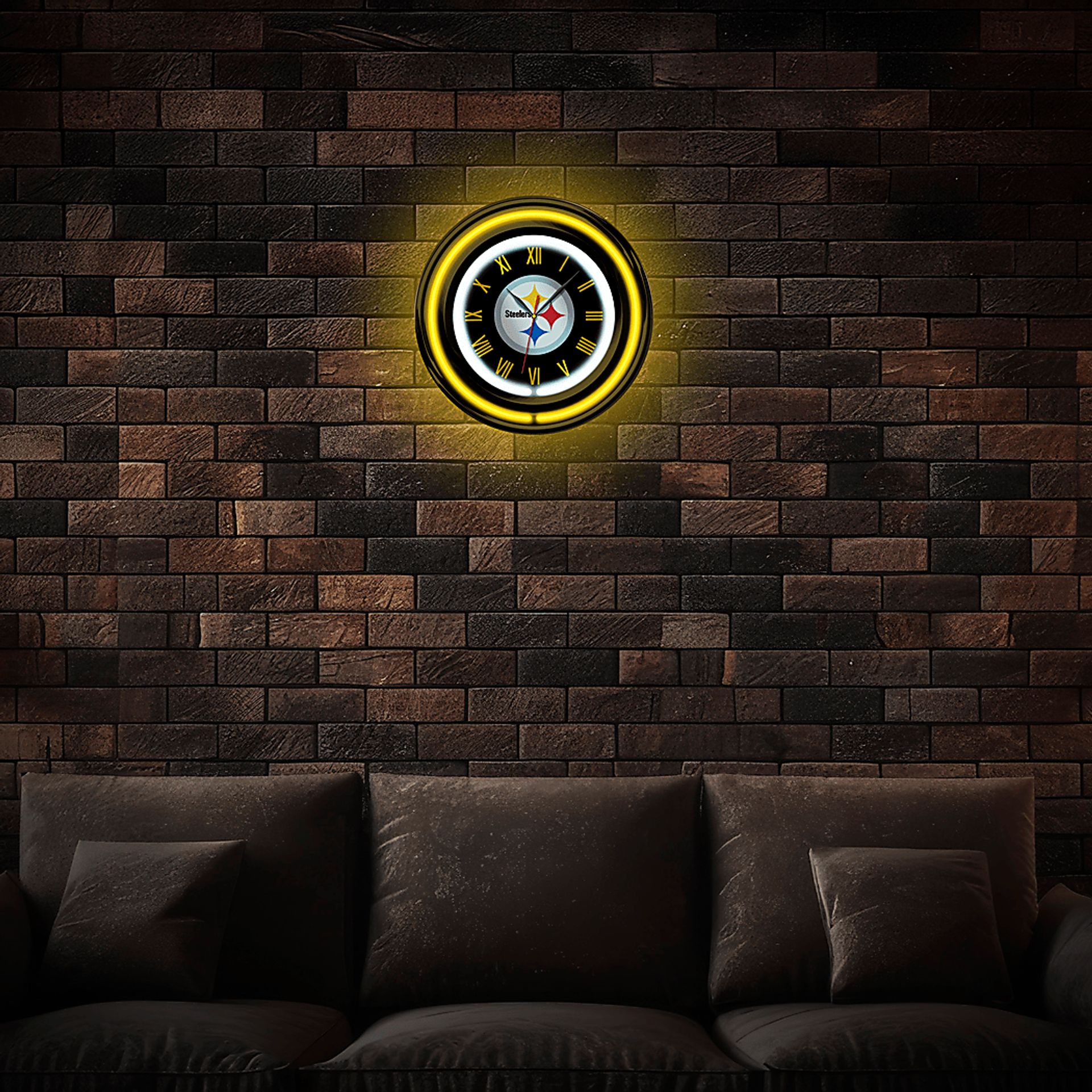 Pittsburgh Steelers White Neon Wall Clock - Image 2