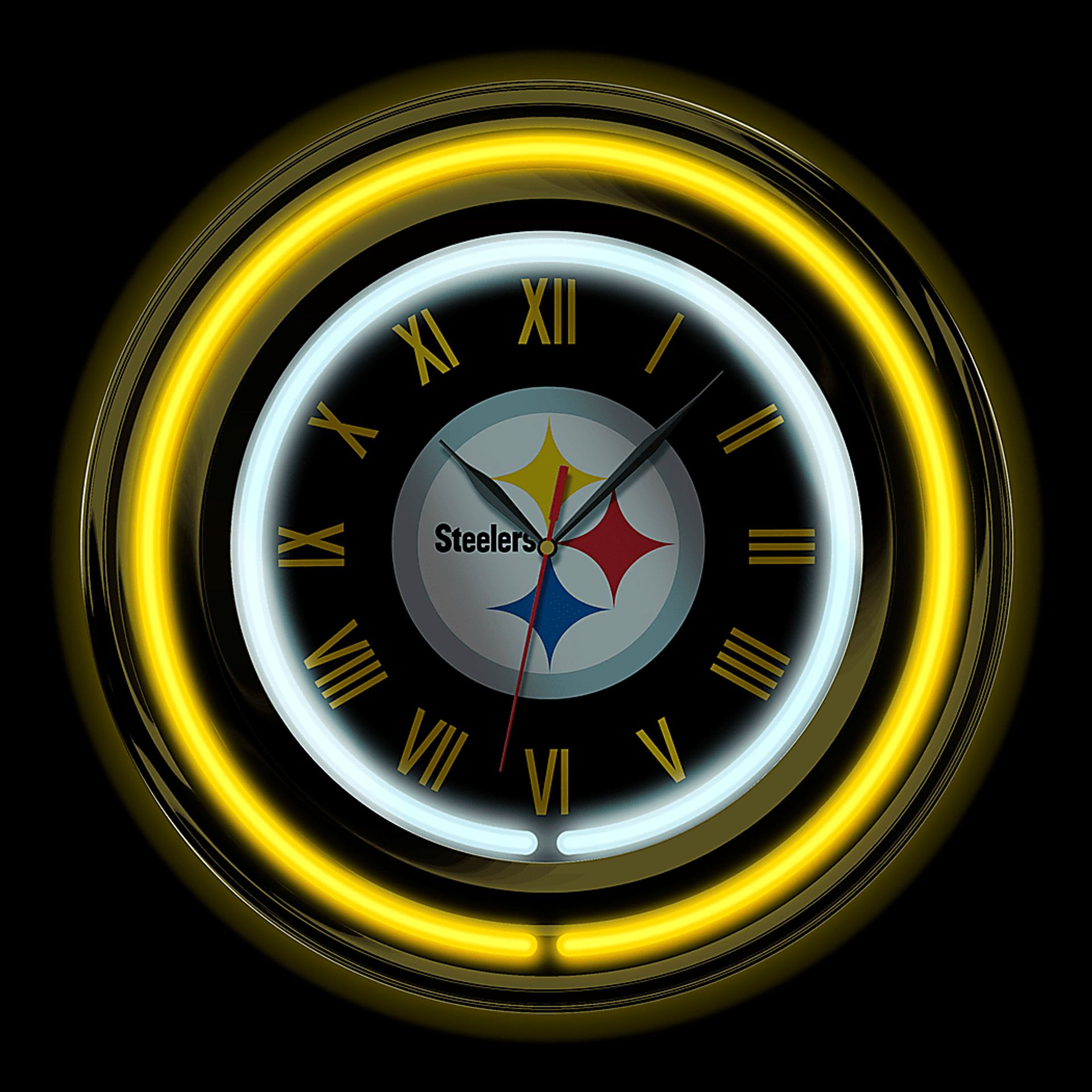 Pittsburgh Steelers White Neon Wall Clock - Image 3