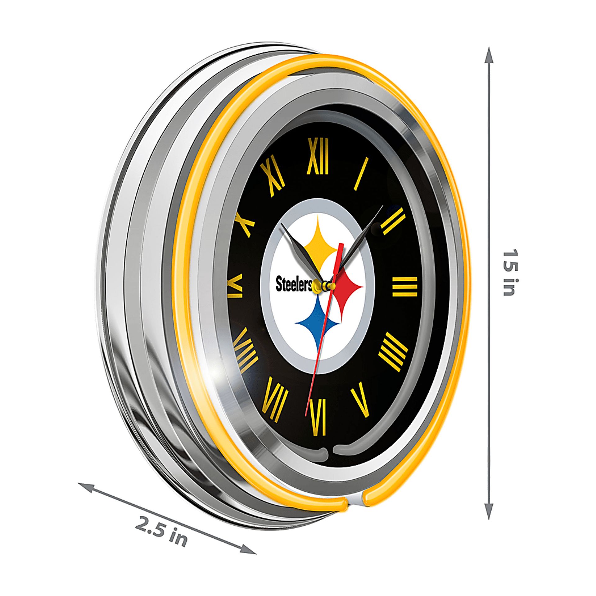 Pittsburgh Steelers White Neon Wall Clock - Image 4