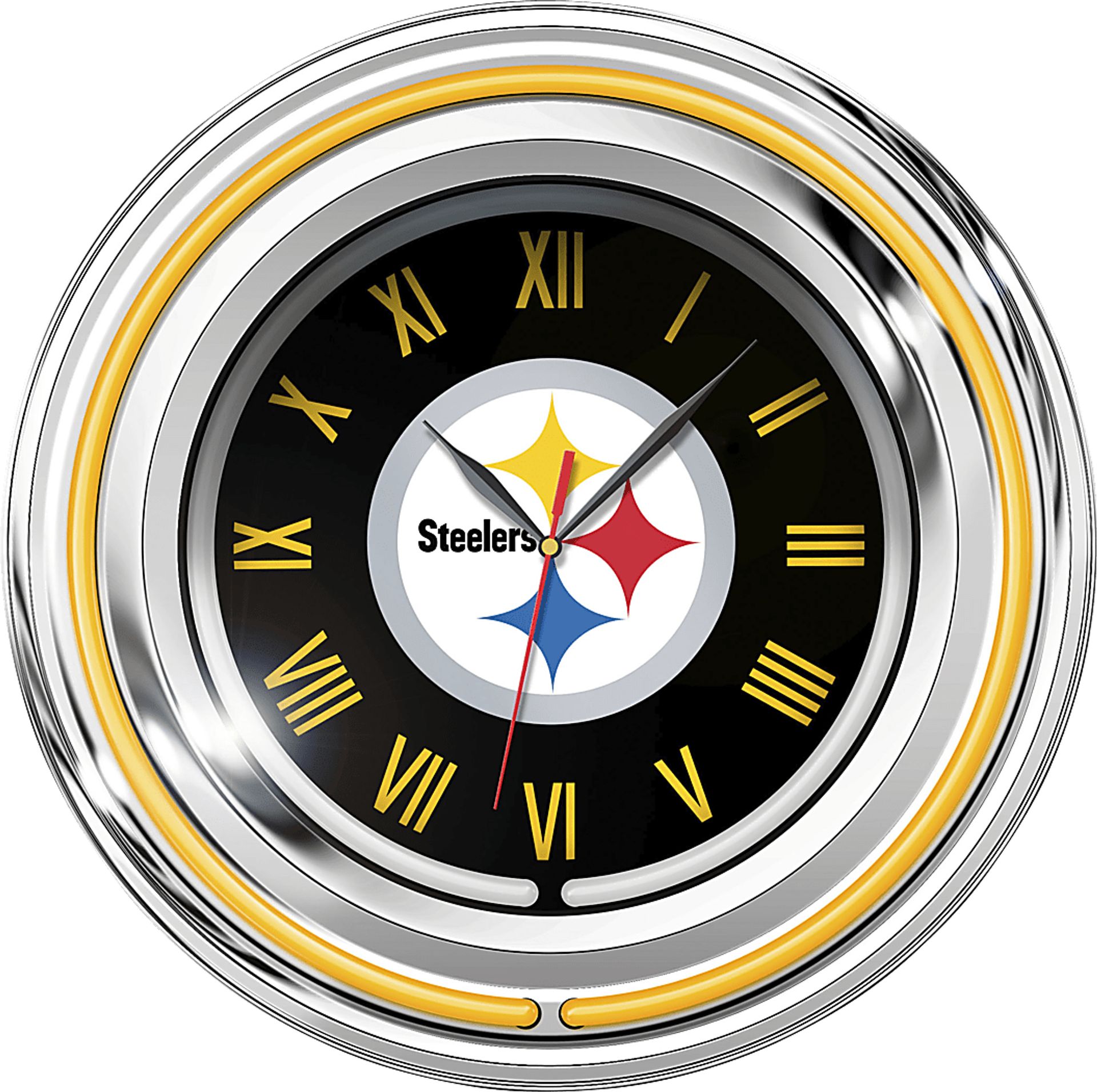 Pittsburgh Steelers White Neon Wall Clock - Image 1