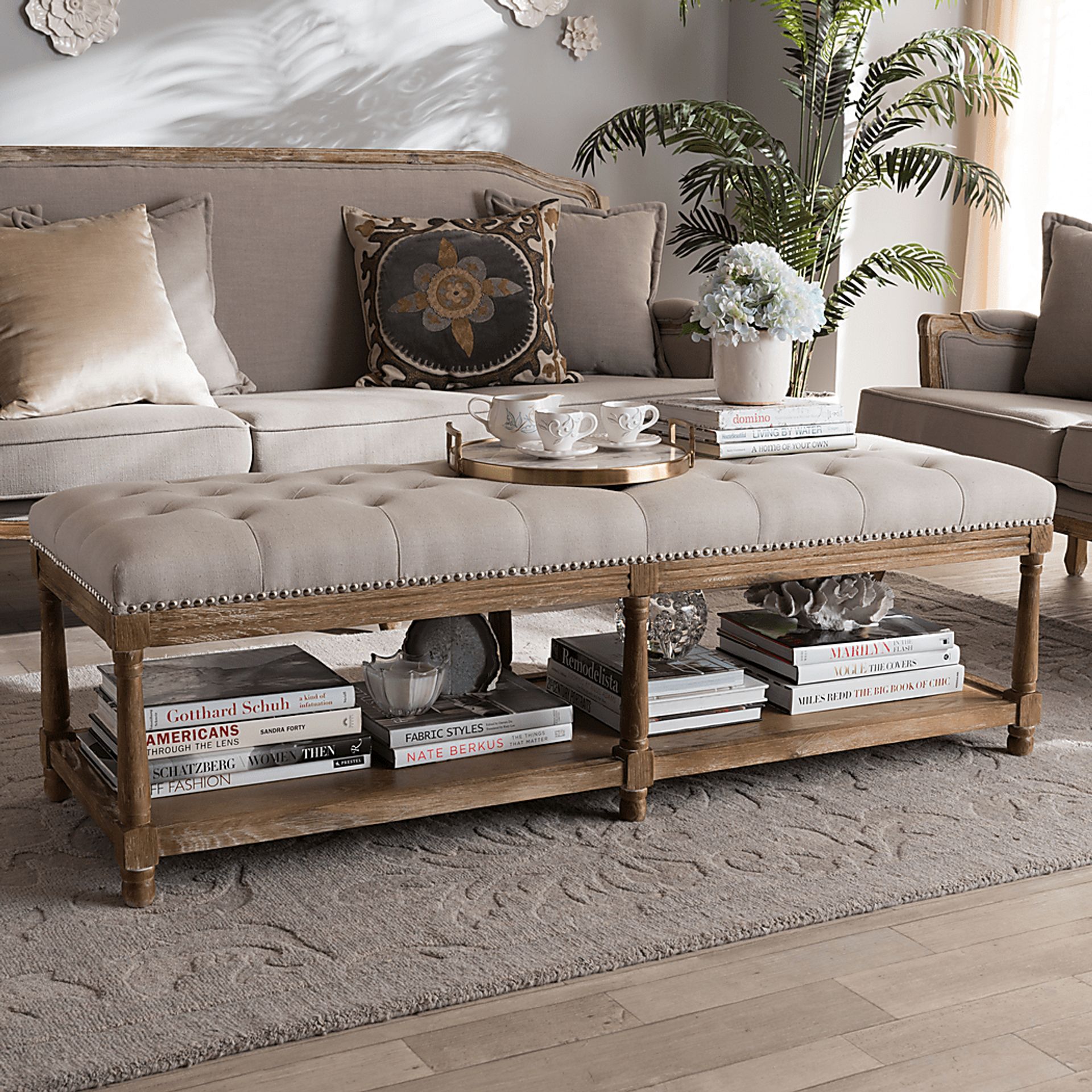 Pixystemsy Beige Accent Bench - Image 3