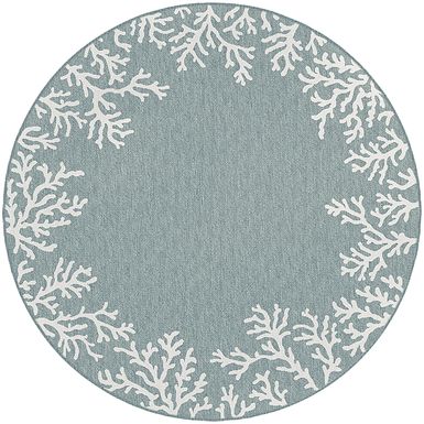 Placida Aqua 7'10 Round Indoor/Outdoor Rug