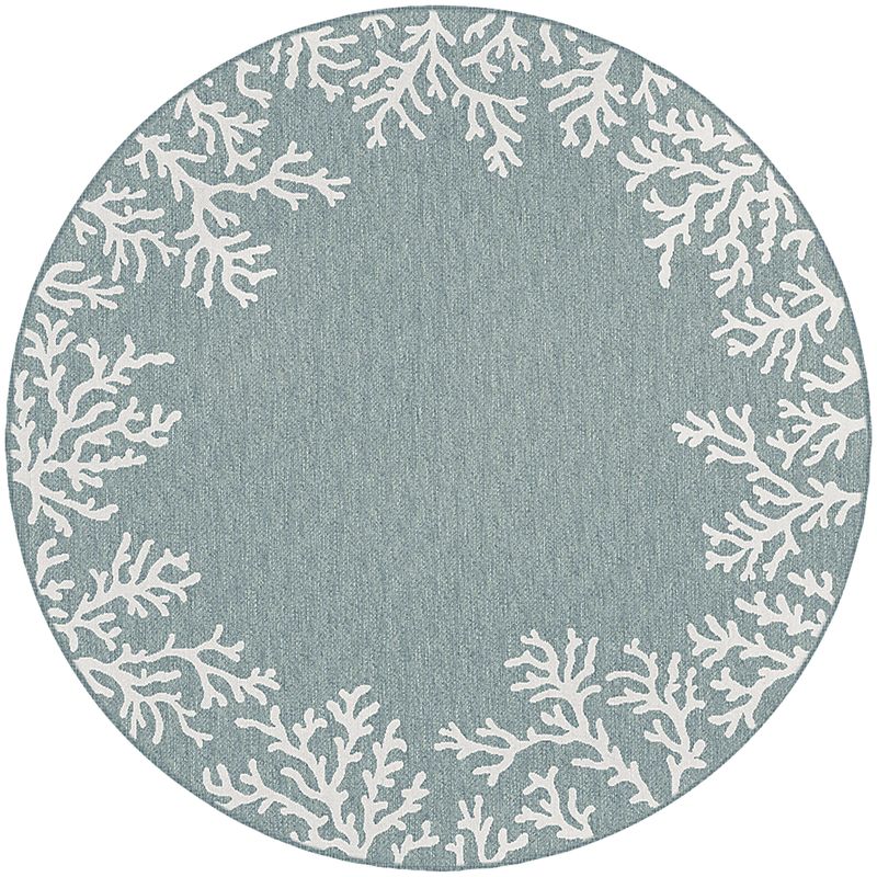 Placida Aqua 7'10 Round Indoor/Outdoor Rug