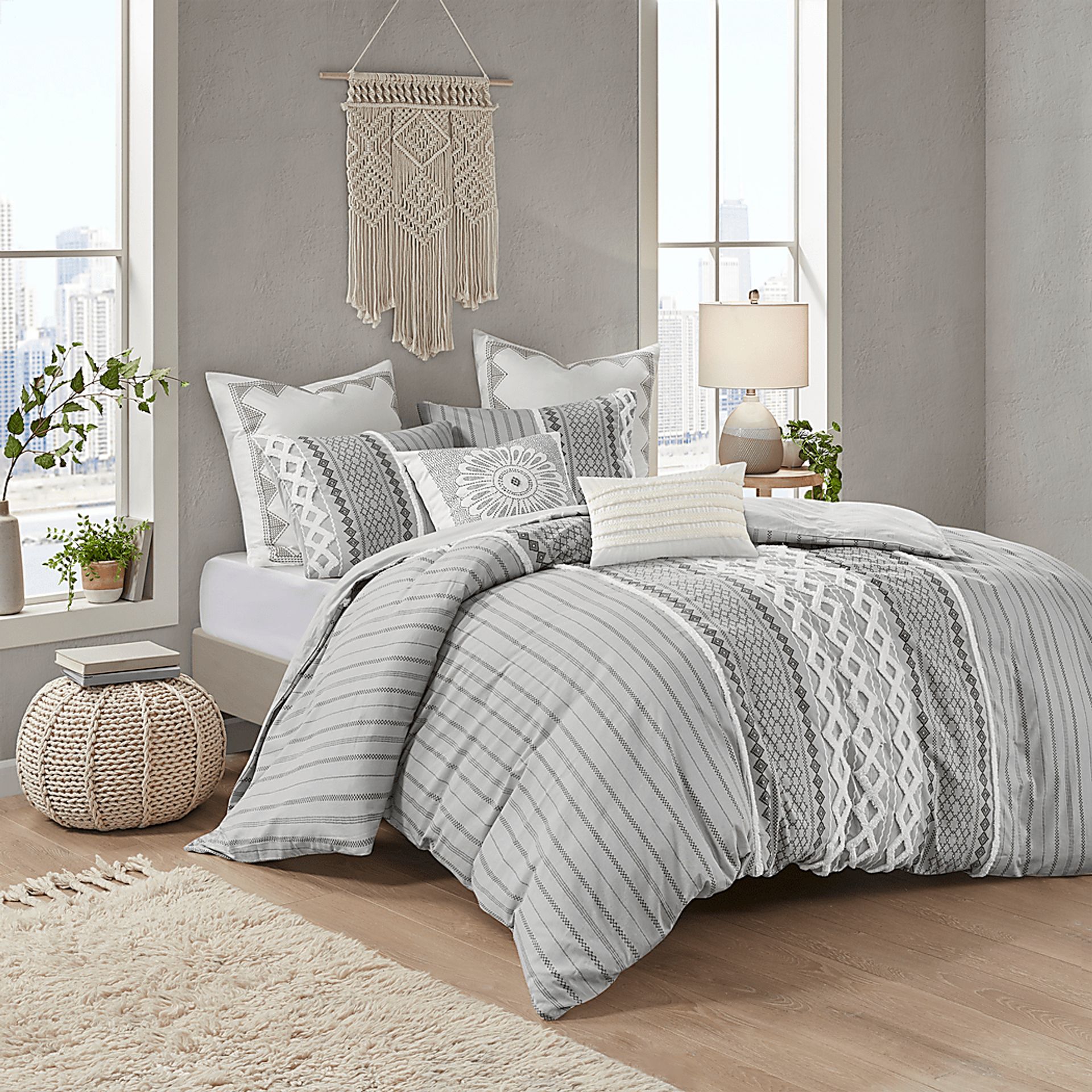 Plaen Gray 3 Pc Full/Queen Comforter Set - Image 1