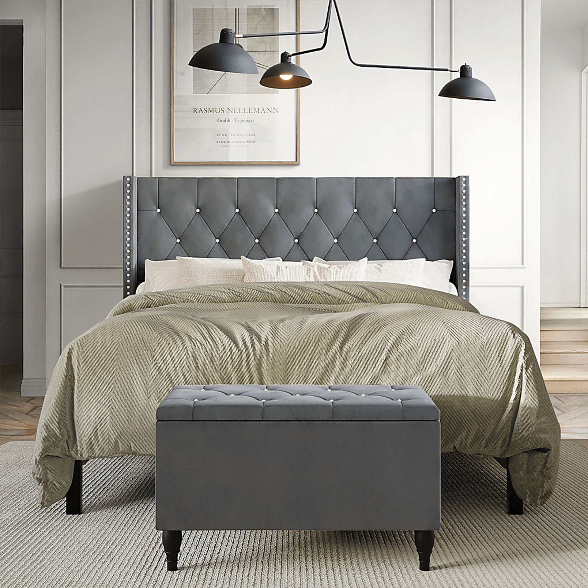 Plaisend Light Gray King Bed - Image 2