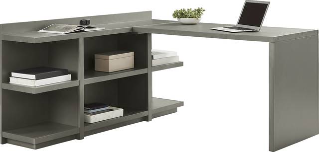 Planefield Gray 2 Pc Desk and Open Credenza - Thumbnail - Image 1