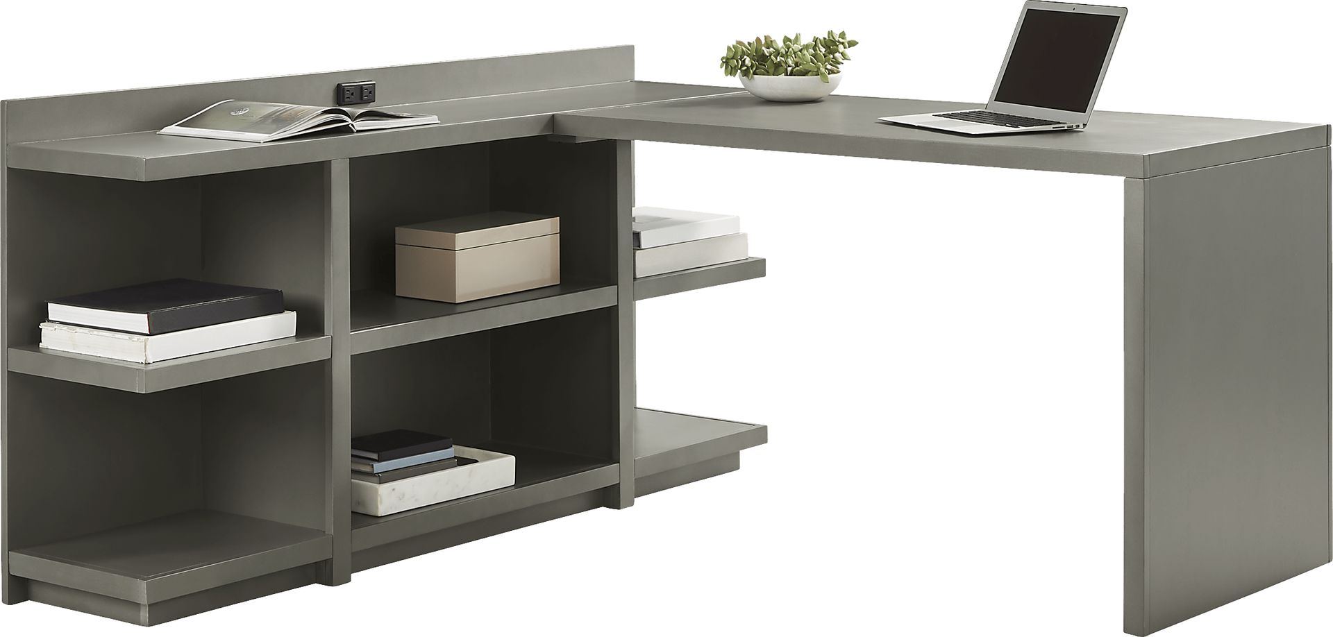 Planefield Gray 2 Pc Desk and Open Credenza - Image 1