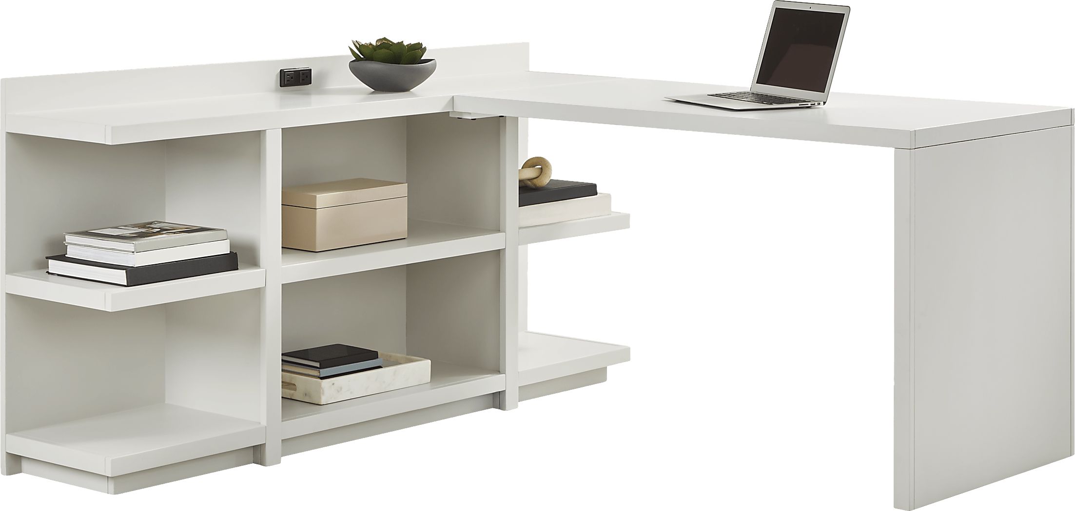 Planefield White 2 Pc Desk and Open Credenza