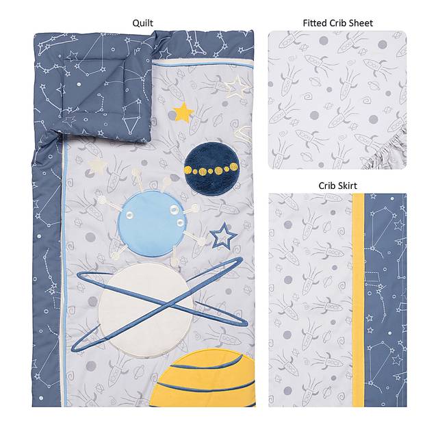 Planetary Slumbers Yellow 3 Pc Baby Bedding Set - Thumbnail - Image 2