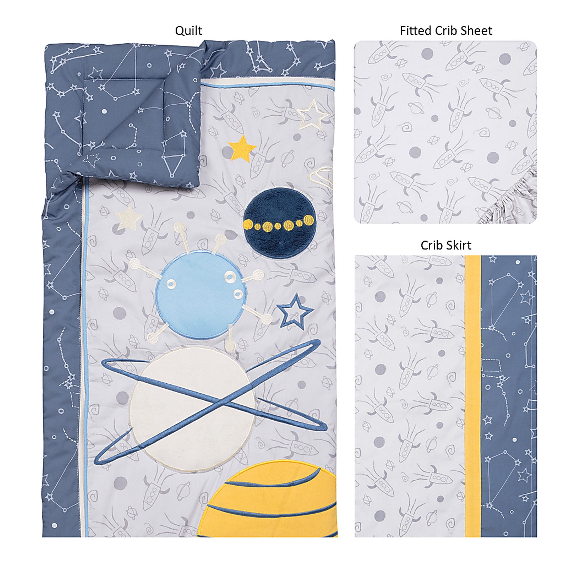 Planetary Slumbers Yellow 3 Pc Baby Bedding Set - Image 2