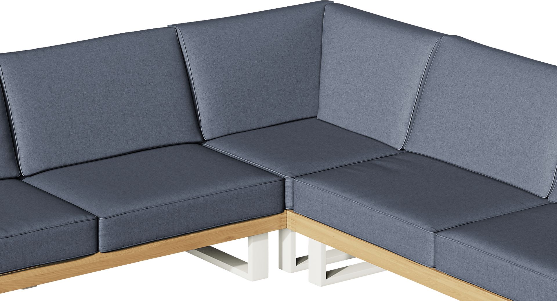 Platform 4 Pc Outdoor Sectional Seating Set with Denim Cushions - Image 6