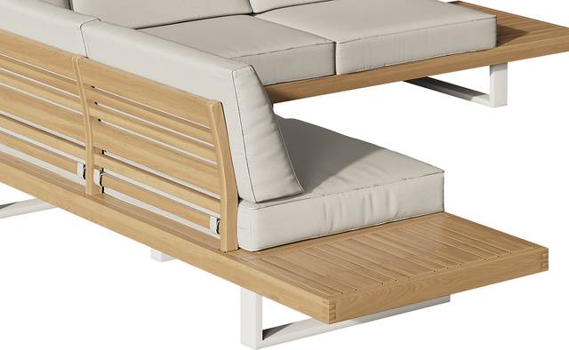 Platform 4 Pc Outdoor Sectional Seating Set with White Sand Cushions - Thumbnail - Image 5