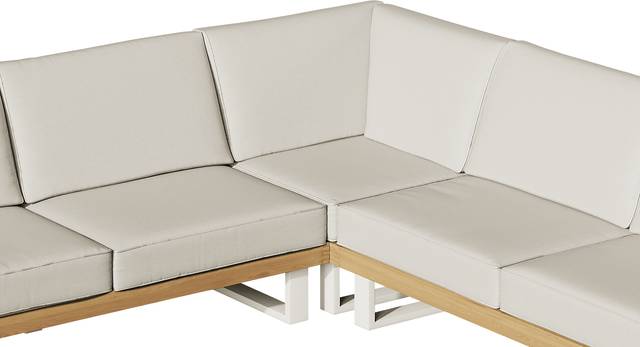 Platform 4 Pc Outdoor Sectional Seating Set with White Sand Cushions - Thumbnail - Image 6