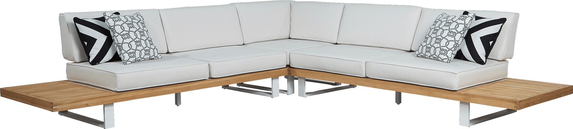 Platform 3 Pc Outdoor Sectional with White Sand Cushions - Image 1