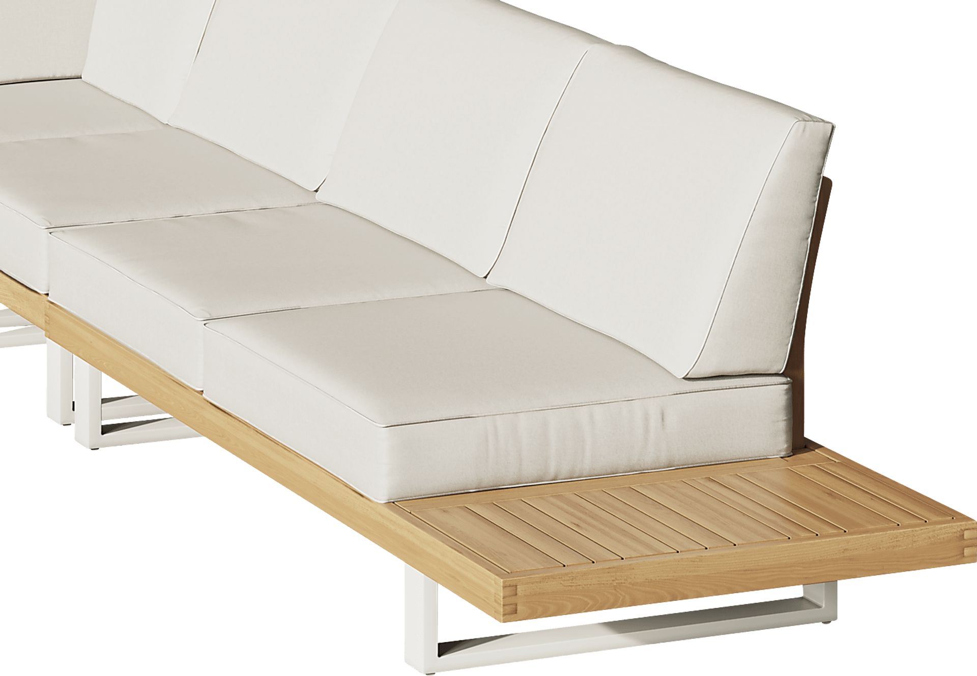 Platform 5 Pc Outdoor Sectional Seating Set with White Sand Cushions - Image 5