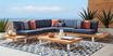 Platform Teak 3 Pc Outdoor Sectional with Indigo Cushions