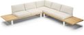 Platform Teak 3 Pc Outdoor Sectional with White Sand Cushions