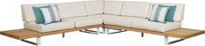 Platform Teak 3 Pc Outdoor Sectional with White Sand Cushions