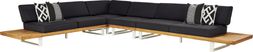 Platform Teak 4 Pc Outdoor Sectional with Charcoal Cushions