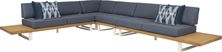 Platform Teak 4 Pc Outdoor Sectional with Denim Cushions