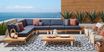 Platform Teak 4 Pc Outdoor Sectional with Indigo Cushions