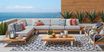 Platform Teak 4 Pc Outdoor Sectional with Pewter Cushions