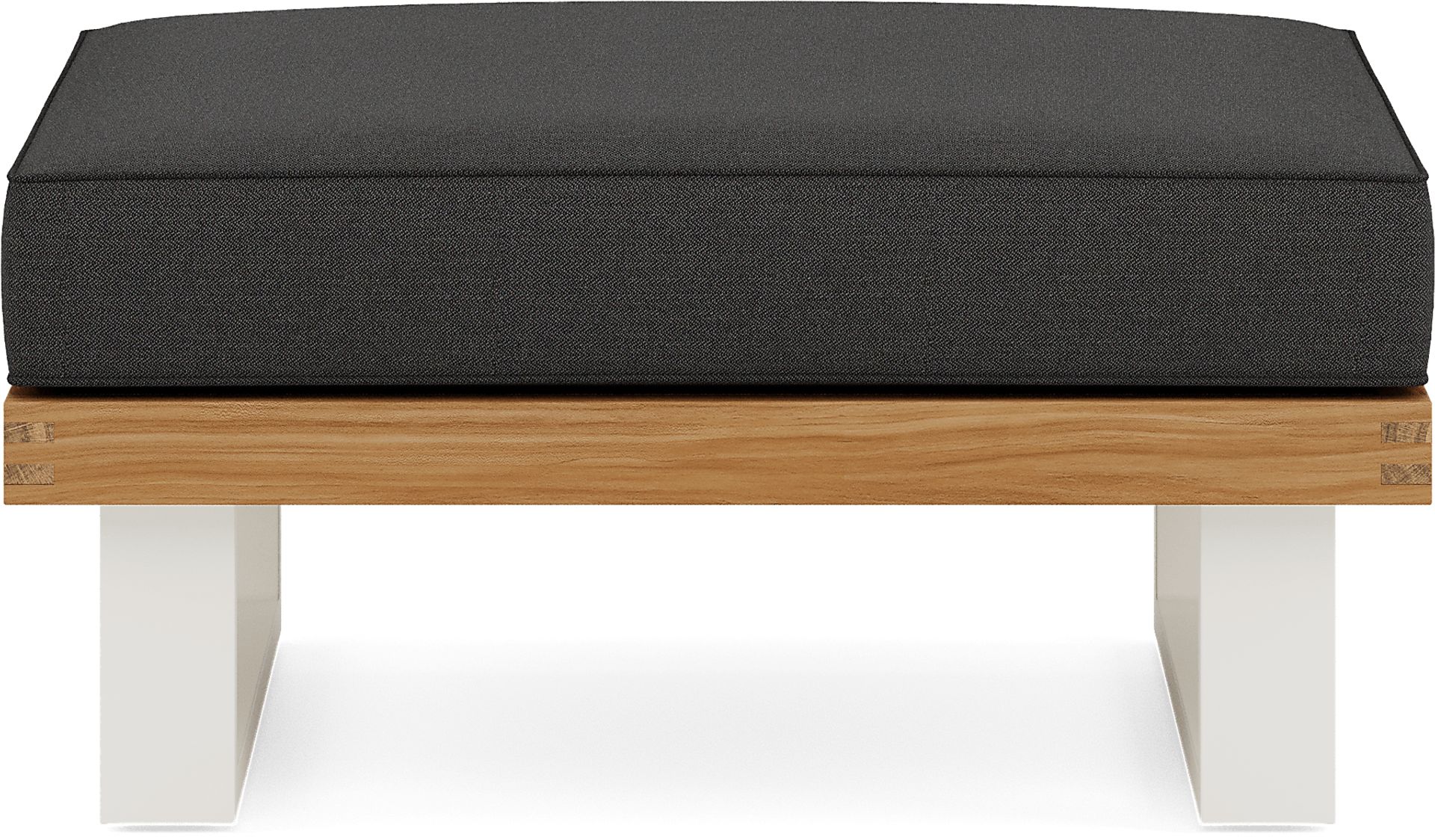 Platform Teak Outdoor Ottoman with Charcoal Cushion - Image 2