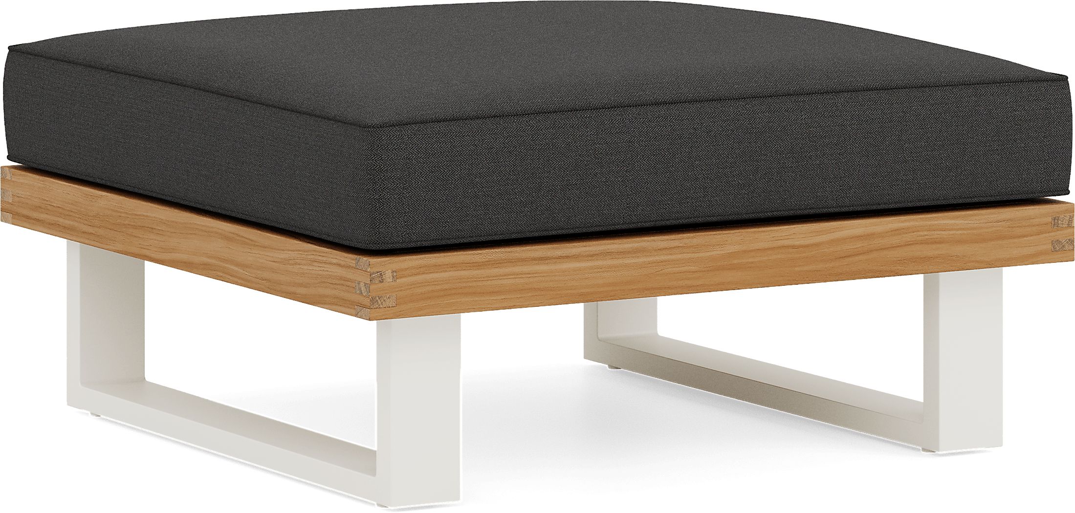 Platform Teak Outdoor Ottoman with Charcoal Cushion