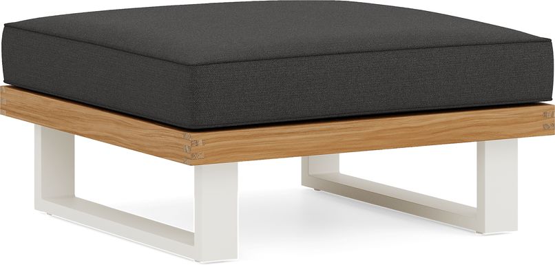 Platform Teak Outdoor Ottoman with Charcoal Cushion