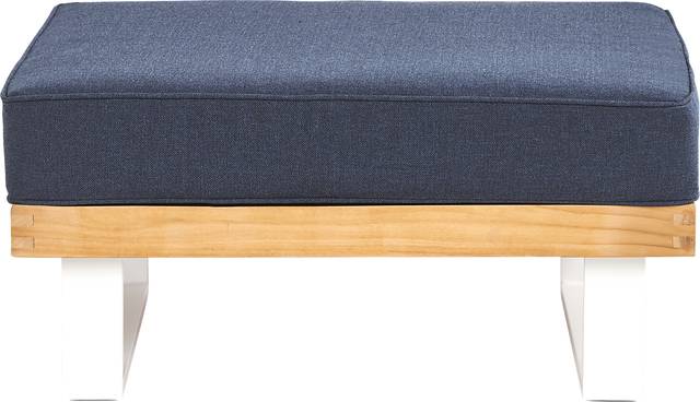 Platform Teak Outdoor Ottoman with Indigo Cushion - Thumbnail - Image 2