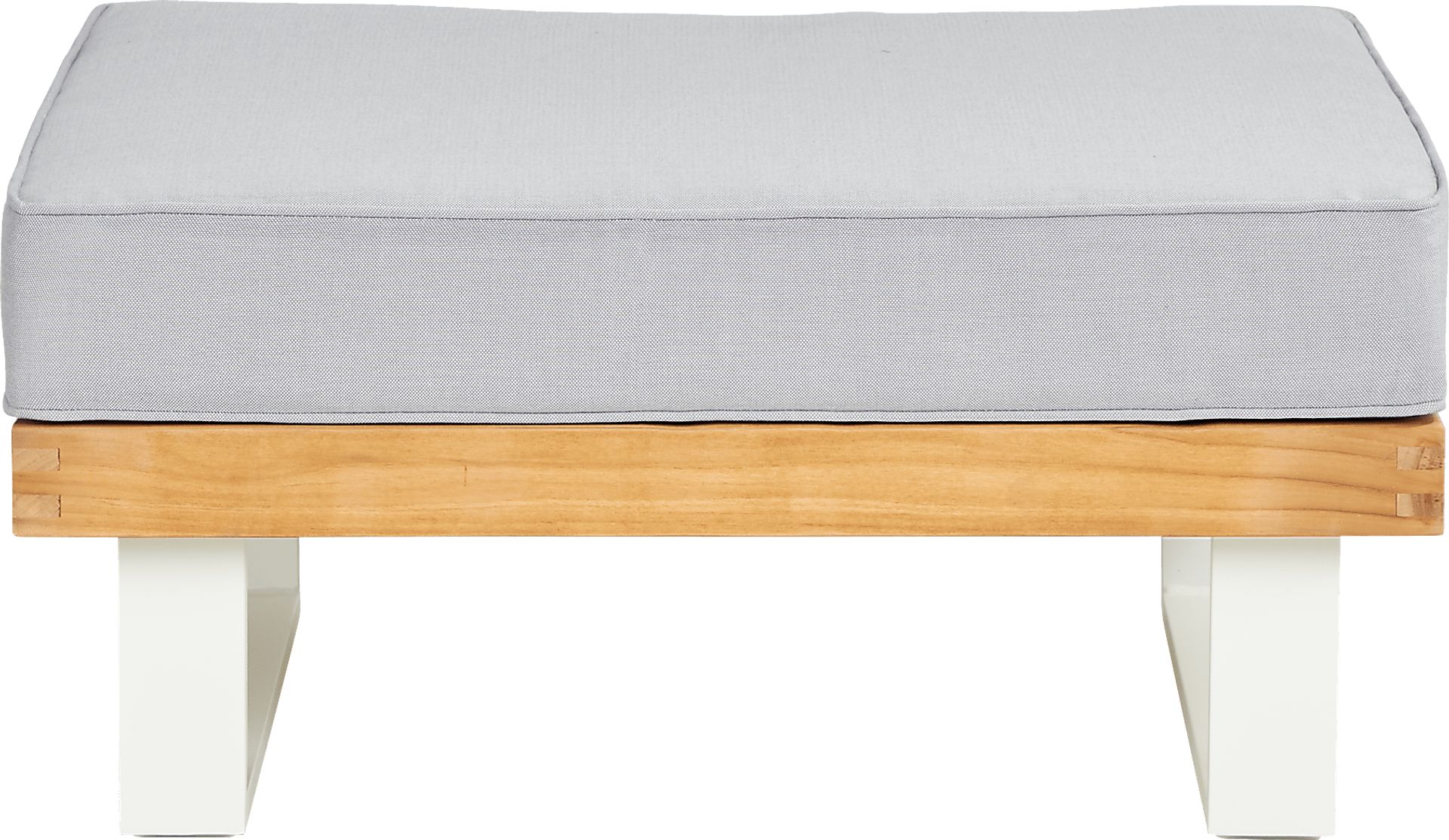 Platform Teak Outdoor Ottoman with Pewter Cushion - Image 2