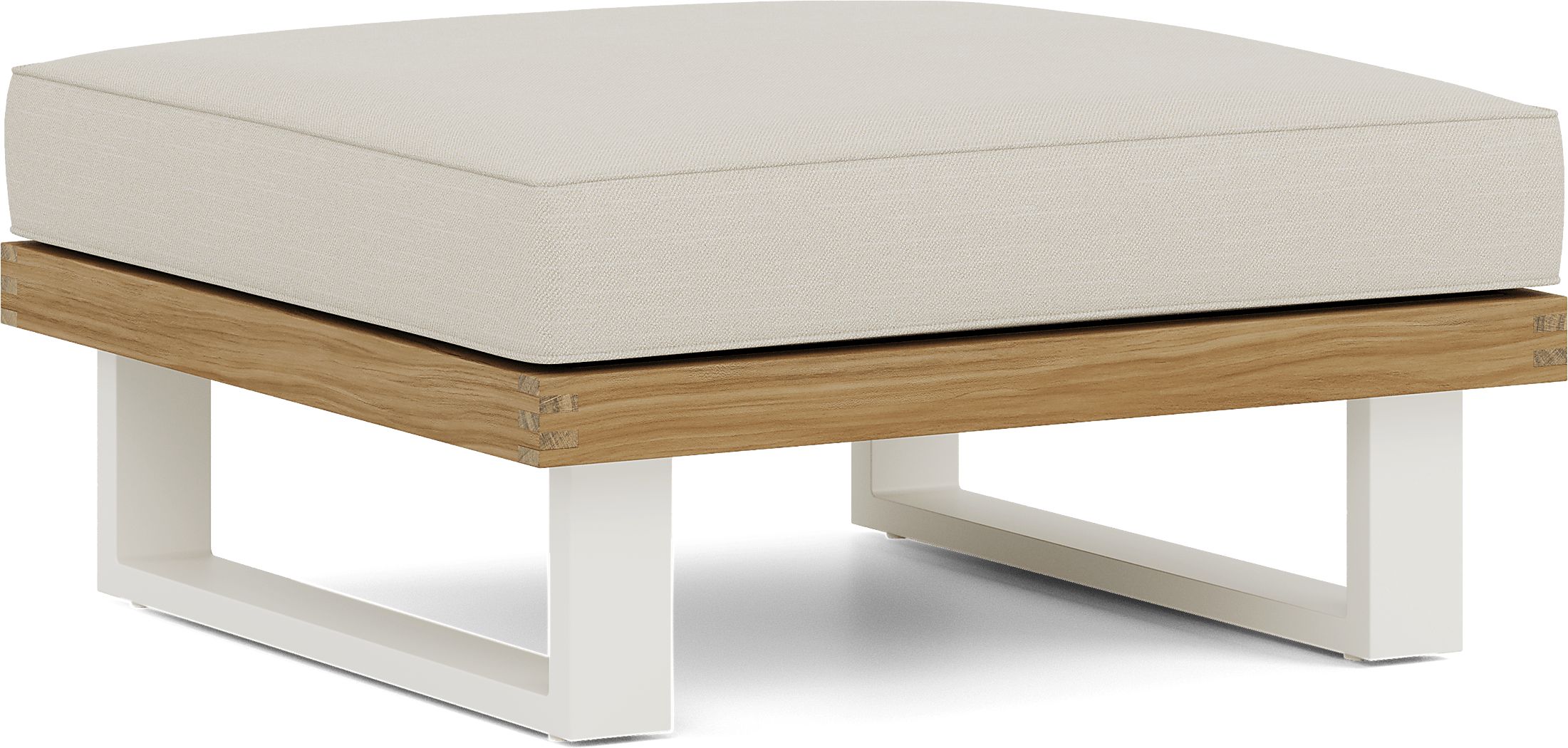 Platform Teak Outdoor Ottoman with Sand Cushion