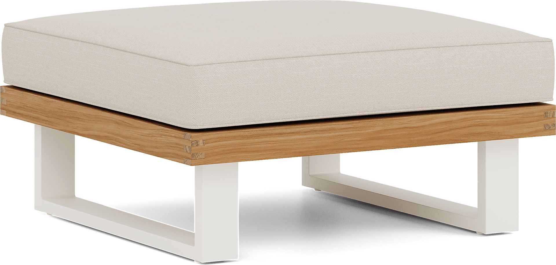 Platform Teak Outdoor Ottoman with Sand Cushion - Image 1