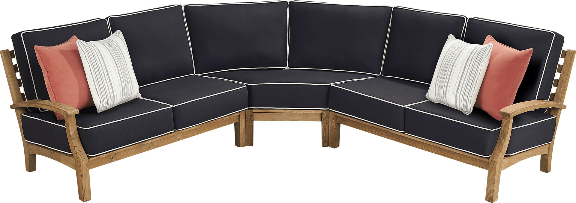 Pleasant Bay Teak 3 Pc Outdoor Sectional with Charcoal Cushions - Image 3