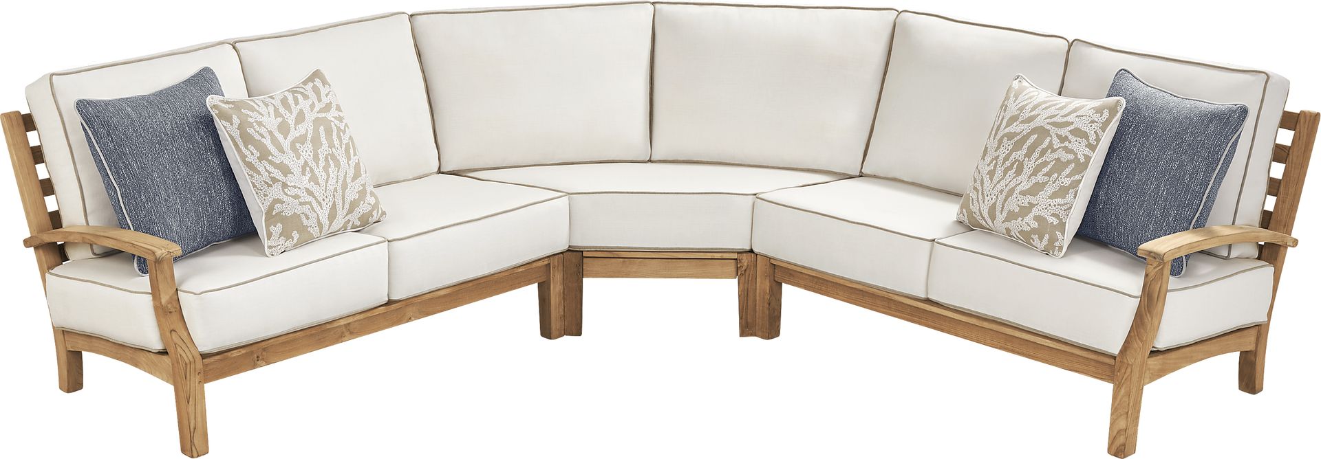 Pleasant Bay Teak 3 Pc Outdoor Sectional with Vapor Cushions - Image 3