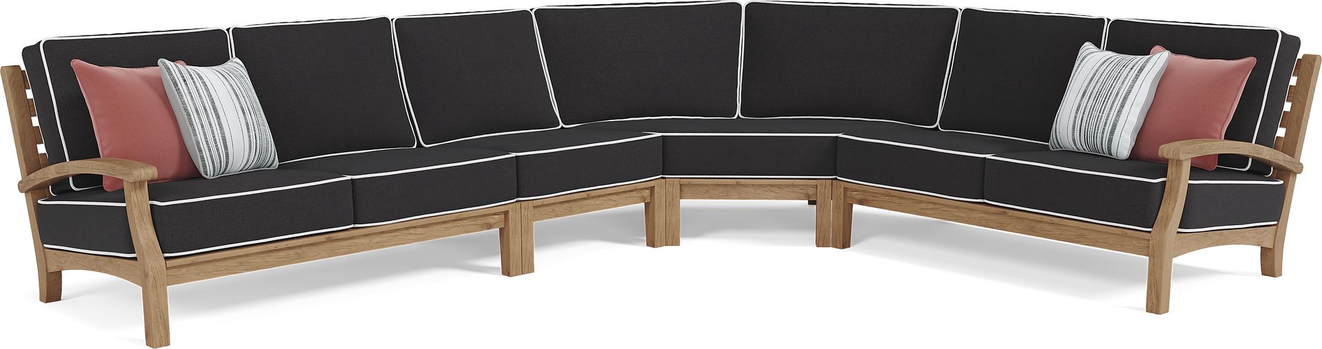 Pleasant Bay Teak 4 Pc Outdoor Sectional with Charcoal Cushions - Image 1