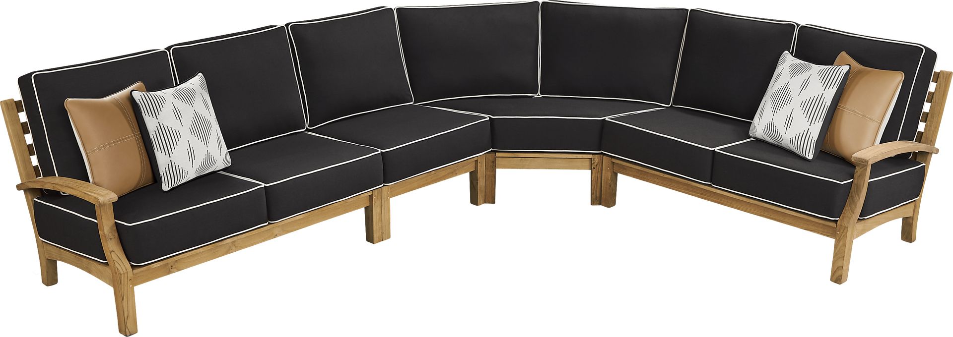 Pleasant Bay Teak 4 Pc Outdoor Sectional with Charcoal Cushions - Image 1