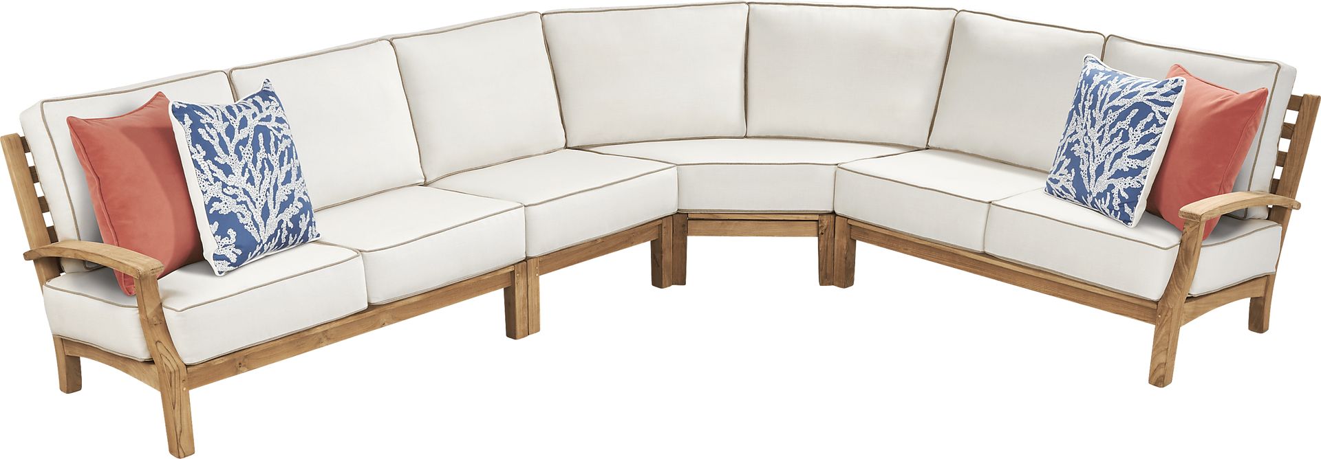 Pleasant Bay Teak 4 Pc Outdoor Sectional with Vapor Cushions - Image 3