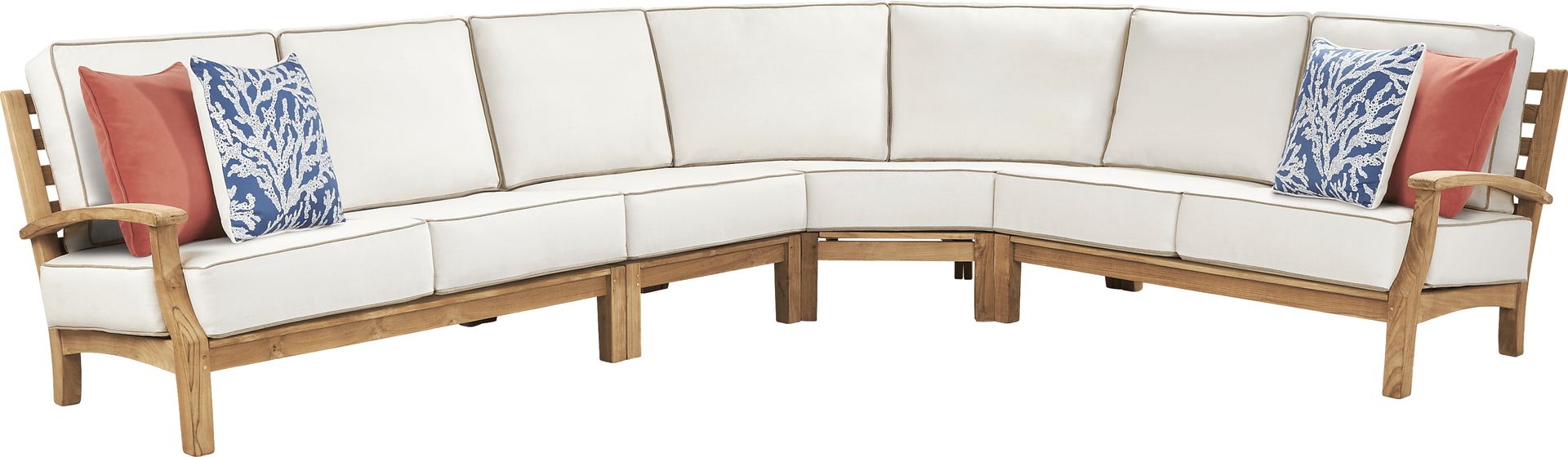 Pleasant Bay Teak 4 Pc Outdoor Sectional with Vapor Cushions - Image 1