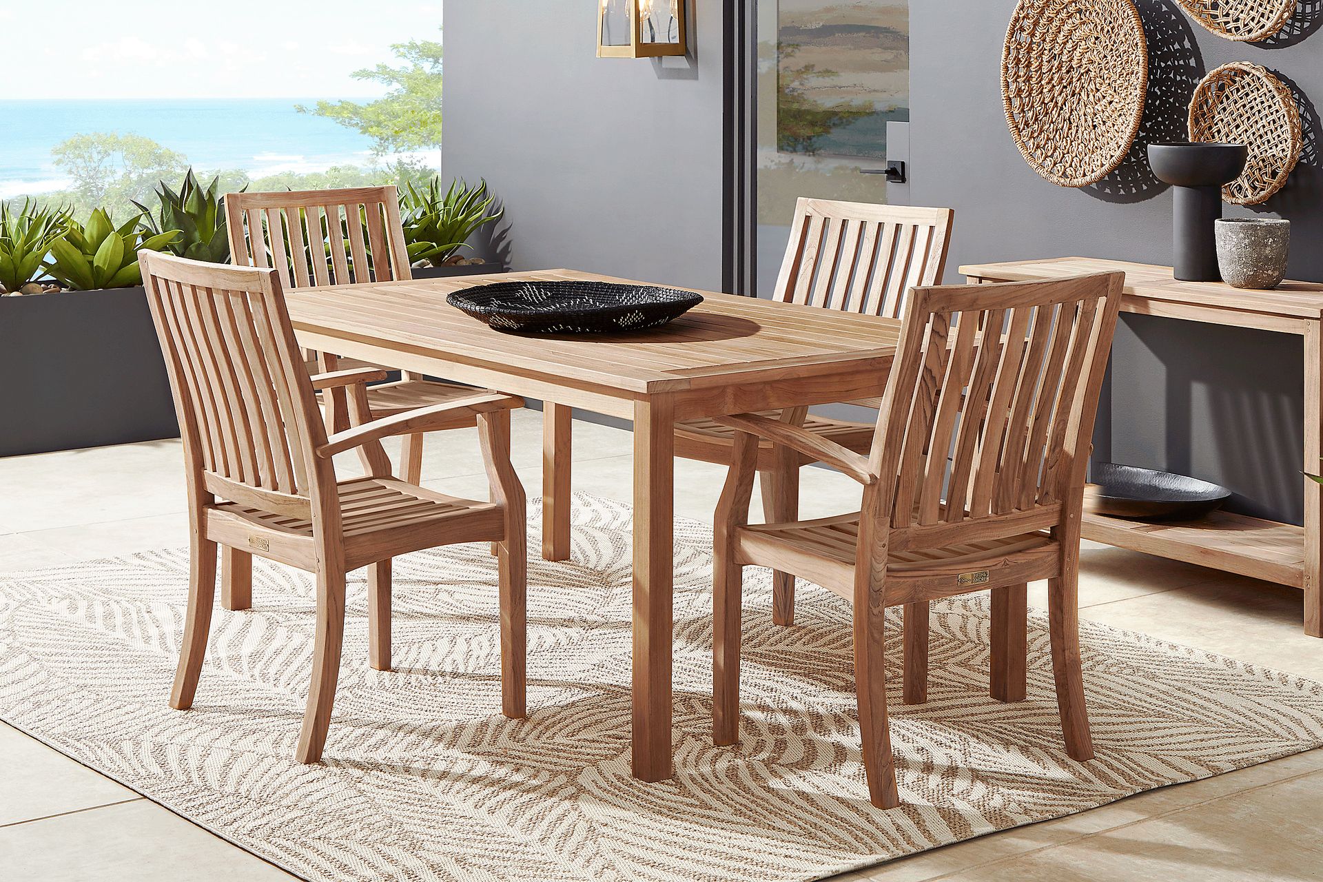 Pleasant Bay Teak 5 Pc Rectangle Outdoor Dining Set - Image 1