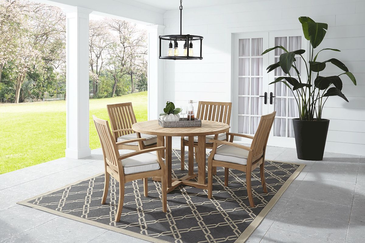 Pleasant Bay Teak Outdoor Slat Back Arm Chair